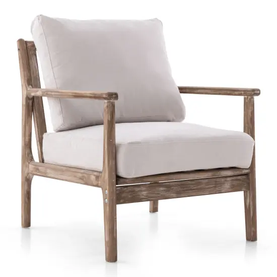 Modern Accent Chair With Solid Rubber Wood Armrests {3}