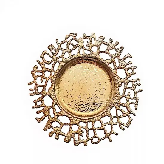 GOLD 6 Round 13" Lace Pattern Decorative Plastic CHARGER PLATES {1}