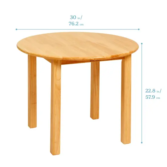 30in D Round Hardwood Table with 22in Legs, Kids Furniture Honey {2}