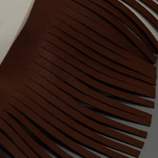 10 Yards of 4" Premium Vegan Leather Fringe Trim | 10 yard cut Dark Brown {4}