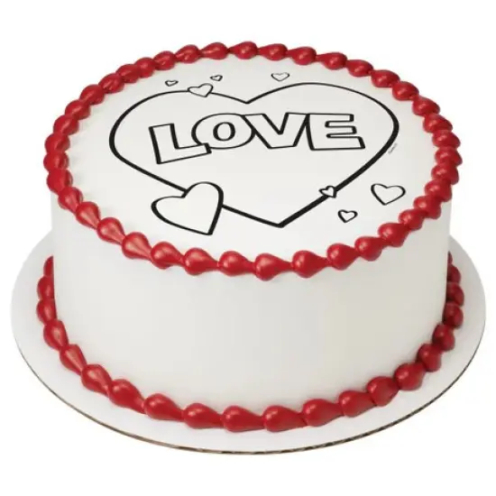 Paintable Love Heart Valentine's Day Edible Cake Image PhotoCake&reg; {2}