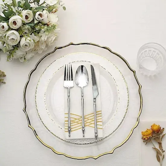 40 CLEAR 10" Round Salad PLATES Hammered GOLD Trim {3}