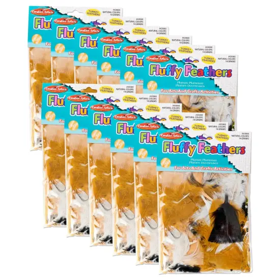 Turkey Feathers, Natural Colors, 14 Grams Per Pack, 12 Packs {1}