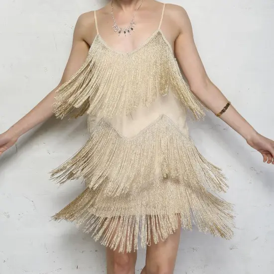 10 yards of 9" Chainette Fringe Trim | 10 yard cut Champagne {4}