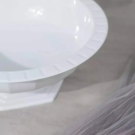 WHITE 3 Plastic 10" Roman Style Compote VASES Flower Pedestals {3}