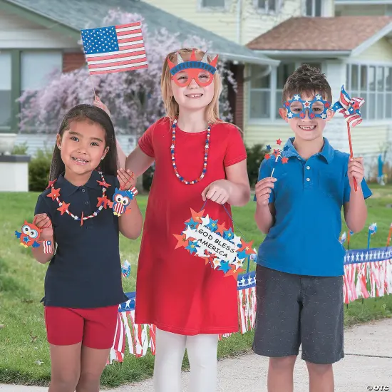 6 3/4" x 4 3/4" Patriotic Red, White & Blue Glasses Craft Kit - Makes 12 {4}