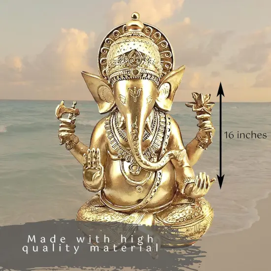 Figurines, Ganesha Statue, Decorative Statue, Pooja Mandir, Rustic, Boho, Hippie, Home Decor for Office, Room, Garden, 16 Inch {6}