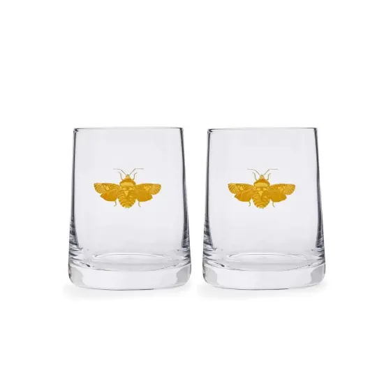 Spode Creatures of Curiosity Double Old Fashioned Glass, Set of 2 - Clear/Gold {1}