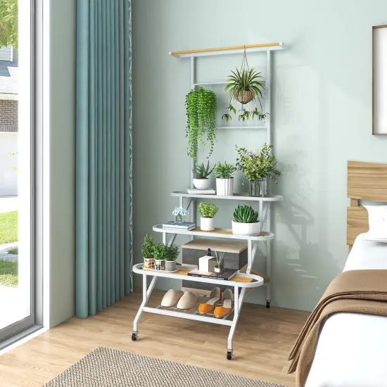 4-tier Hanging Plant Stand With Hanging Bar {2}