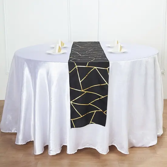 Geometric Polyester Table Runner Black {2}