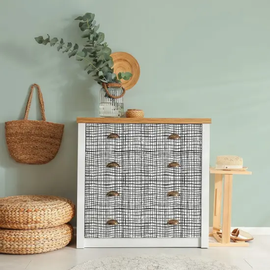 Peel and Stick Decorative Paper Roll, 17-1/2" x 10 ft, Black Freestyle Grid {5}