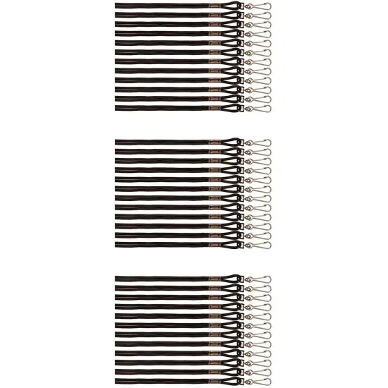 Lanyards, Black, Pack of 12 Per Pack, 3 Packs {1}