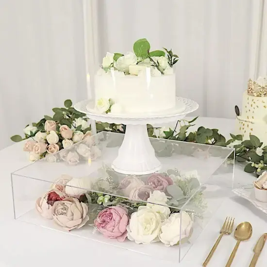 18" x 18" CLEAR Acrylic Display Box CAKE STAND Pedestal Riser {5}