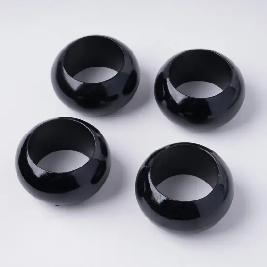 12-Pieces Acrylic Napkin Rings Set Black {1}