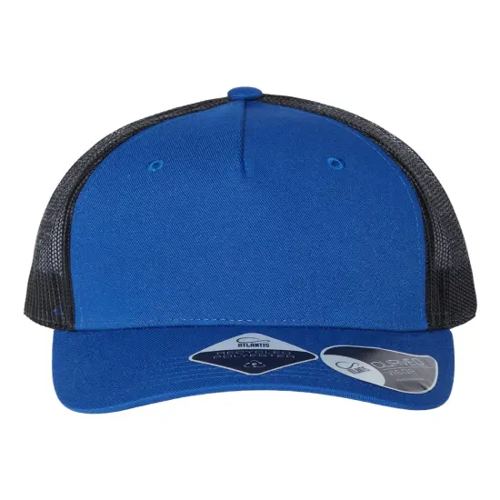 Atlantis Headwear&reg; Sustainable Five-Panel Trucker Cap Royal/ black {1}