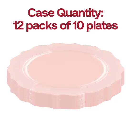 Pearl Pink Round Lotus Plastic Dinner Plates - 10.25" (120 Plates) {4}