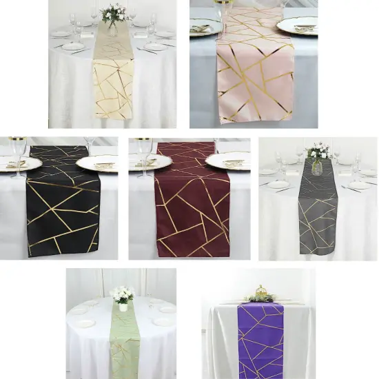 Geometric Polyester Table Runner Sage green {6}