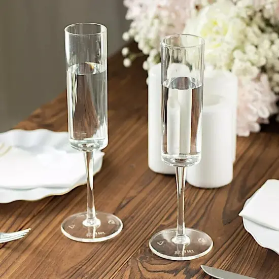 CLEAR 6 Cylindrical 6 oz Reusable Plastic Champagne Flute GLASSES {4}