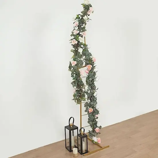 GOLD 8 ft Curved Metal Floral Display Frame Wedding Arch BACKDROP {3}