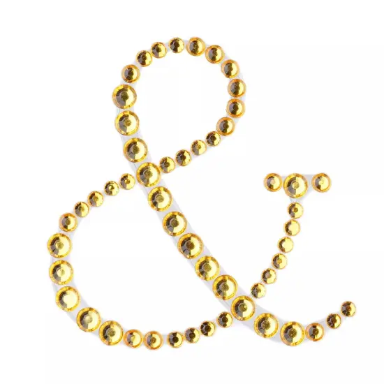 Gold Rhinestones GEM STICKERS 12 pcs Ampersand "&" DIY Crafts {1}