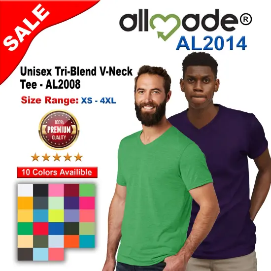 Allmade&reg; Unisex Tri-Blend V-Neck Tee Azure blue {2}