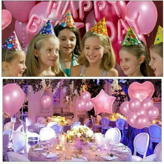 48 Pcs Pink Foil Happy Birthday Balloons Banner {2}