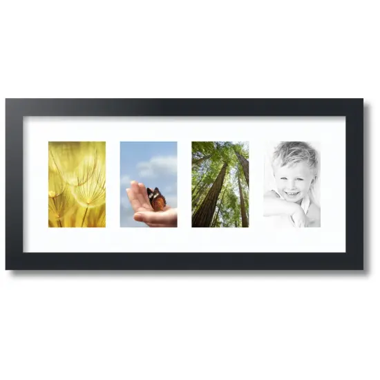 ArtToFrames Collage Photo Picture Frame with 4 - 4x6 inch Openings, Framed in Black with Over 62 Mat Color Options and Plexi Glass (CSM-3926-14) {7}