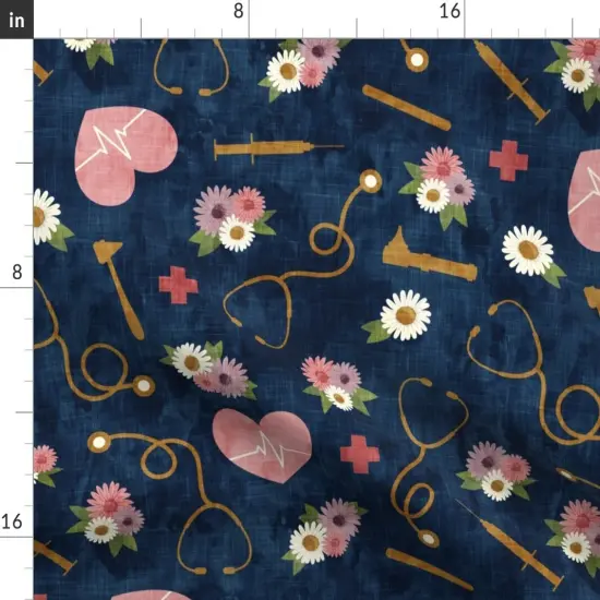 Various Fabrics by the Yard or Fat Quarter Scale Floral Nurse Nursing Blue Little Arrow Themed Custom Printed Fabric by Spoonflower {2}