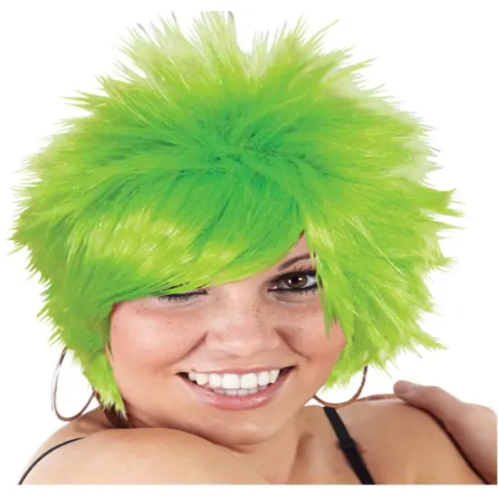 Child Green Short Spiked Punk Mod Pixie St Patricks Day Costume Wig {1}