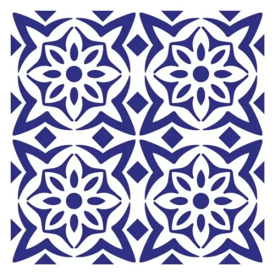 Flower Tile Wall & Floor 12 x 12 Stencil | 3799 by Designer Stencils | Floral Stencils | Reusable Art Craft Stencils for Painting on Walls, Canvas, Wood | Reusable Plastic Paint Stencil for Home Makeover | Easy to Use & Clean Art Stencil {1}