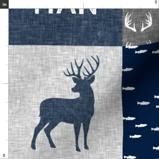 Various Fabrics by the Yard or Fat Quarter Little Man Navy Blue Gray Buck Antlers Hunting Quilt Topper Wholecloth Custom Printed Fabric by Spoonflower {4}