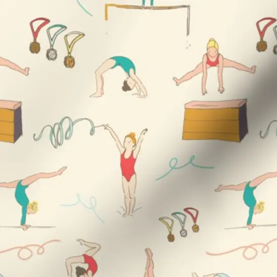 Various Fabrics by the Yard or Fat Quarter Gymnastics Girls Gym Ballet Exercise Children Kids Tumble Sport Custom Printed Fabric by Spoonflower {7}