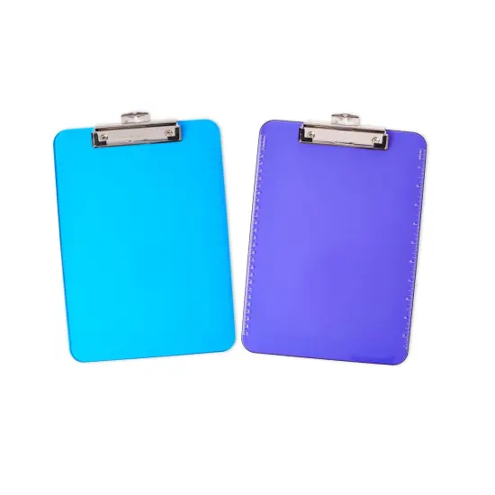 Transparent Plastic Clipboard with Low Profile Clip and Pull Out Hook, Letter Size, Assorted Neon Colors, Pack of 12 {2}