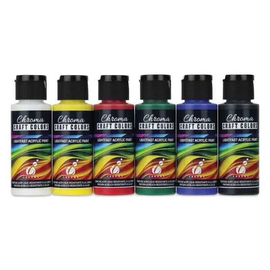 Chroma Craft Colors Acrylic Paints - Basic Colors, Set of 6, 2 oz {1}