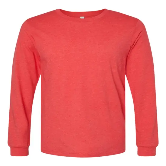 BELLA + CANVAS&reg; Heather CVC Crewneck Long Sleeve Tee Heather red {1}