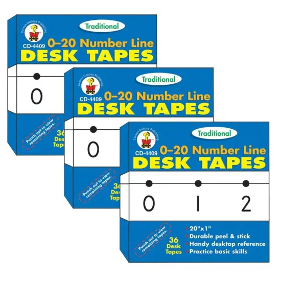 Traditional Desk Tape 0-20 Number Line, Grade PK-5, 36 Per Pack, 3 Packs {1}
