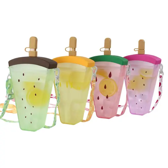 Spec101 Party Favor Cute Water Bottles - 4pk Popsicle Water Bottle with Strap {6}