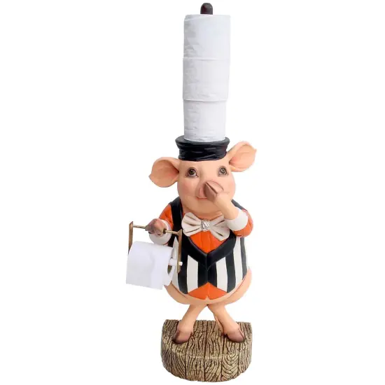 Pig Toilet Paper Holder Statue {1}