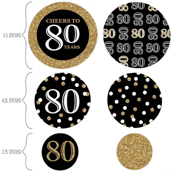 Big Dot of Happiness Adult 80th Birthday - Gold - Birthday Party Giant Circle Confetti - Party Decorations - Large Confetti 27 Count {3}