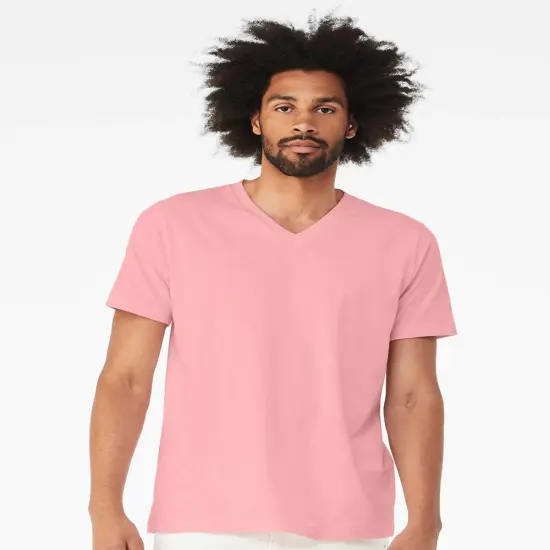 BELLA + CANVAS&reg; Jersey V Neck Short Sleeve Tee Pink {1}