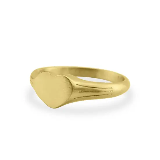 18k Gold PVD Coated Stainless Steel Blank Engravable Heart Signet Ring {5}