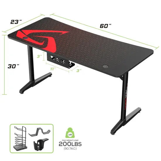 Eureka Ergonomic 60x23 Curved Shaped Gaming Desk {6}