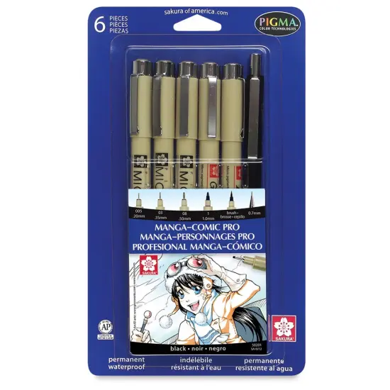 Sakura Manga Comic Pro Set - Sketching & Ink Set, Set of 6 {1}