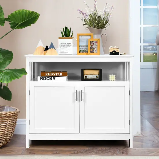 Costway Kitchen Buffet Server Sideboard Storage Cabinet with 2 Doors & Shelf White/Black/Gray {4}