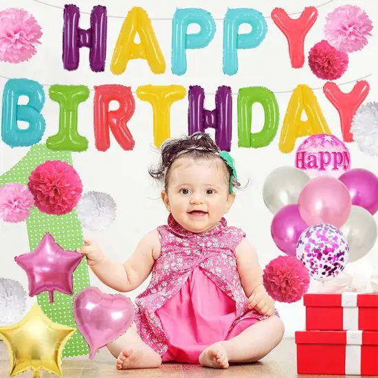 Colorful Celebrations: 16-Inch Mylar Foil Happy Birthday Balloons Banner - Eco-Friendly Decor for All Ages! Macaroon colorful {1}