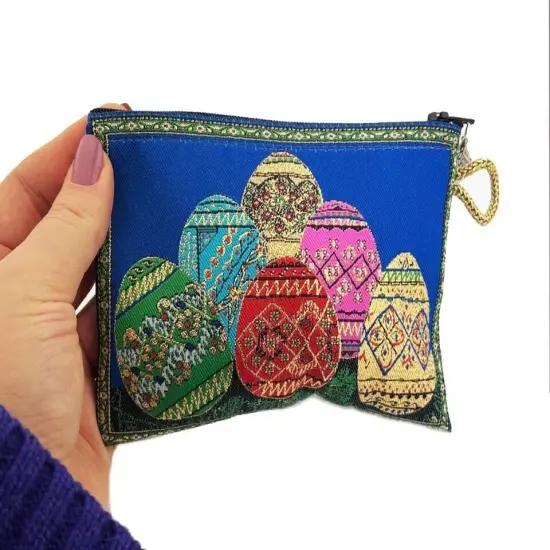 Pysanky Pysanki Wooden Ukrainian Hand Painted Easter Eggs - Set of 3 & Pouch {3}