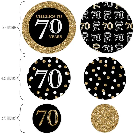 Big Dot of Happiness Adult 70th Birthday - Gold - Birthday Party Giant Circle Confetti - Party Decorations - Large Confetti 27 Count {3}