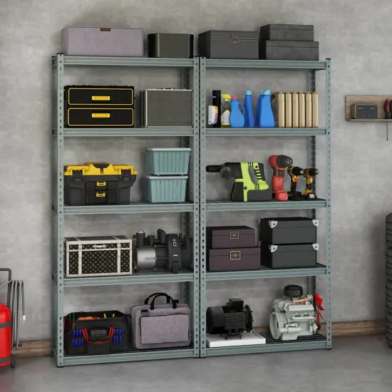 Costway 1/2/3/4 PCS 5-Tier Heavy Duty Storage Shelf Storage Utility Rack Shelf with Anti-tipping Device Grey {4}