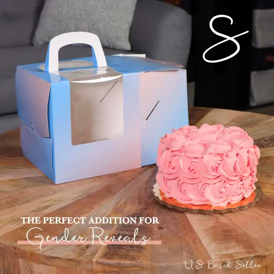 Spec101 Pink to Blue Cake Boxes with Windows - 6.5x6.5in Disposable Cookie Boxes {2}