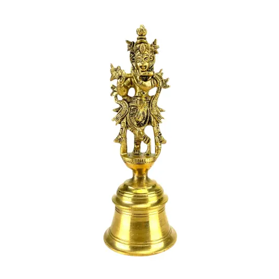 Brass Krishna Bell, Indian Pooja, Gopal Brass Bell, Puja Ghanti, Pooja Ghanti, Hindu Temple Bell, Indian Decor, Jingle, Diwali Puja, Mandir {5}